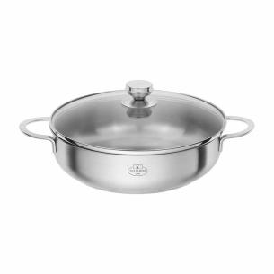 Ballarini - Tegame Ancona in Acciaio Inox 2 Manici con Coperchio 28 cm