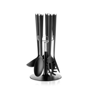 Guzzini - Set 5 Mestoli da Cucina Antiaderente con Base Nero