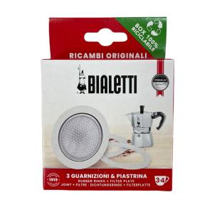 Bialetti - Blister ricambio guarnizione + piastra da 3-4 tazze