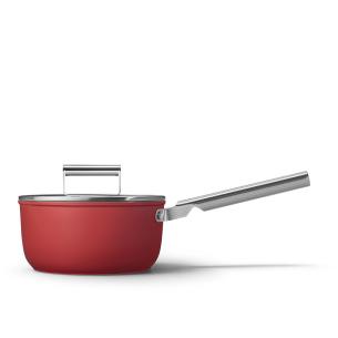 Smeg - Pentola casseruola a 1 manico con coperchio 50's Style CKFS2011RDM rosso 20 cm