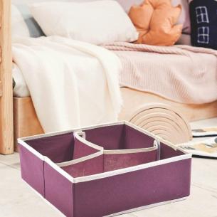 Scatola organizer 3 posti Precisotto in tessuto TNT 28x28x11 cm bordeaux