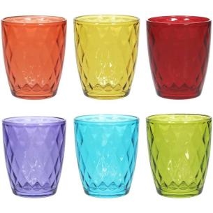 Tognana - Set 6 Bicchieri acqua in vetro multicolor linea Jenny 320 ml